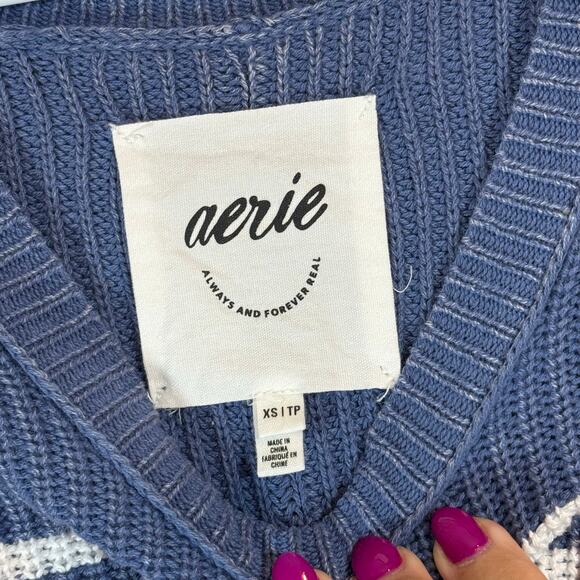 Aerie Striped Cropped Knit Sweater XS - Picture 4 of 6